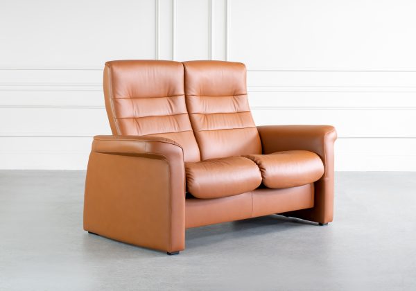 Stressless Sapphire Loveseat in Paloma Cognac, Angle