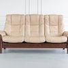 Stressless Windsor Sofa in Paloma Sand and Walnut, Front