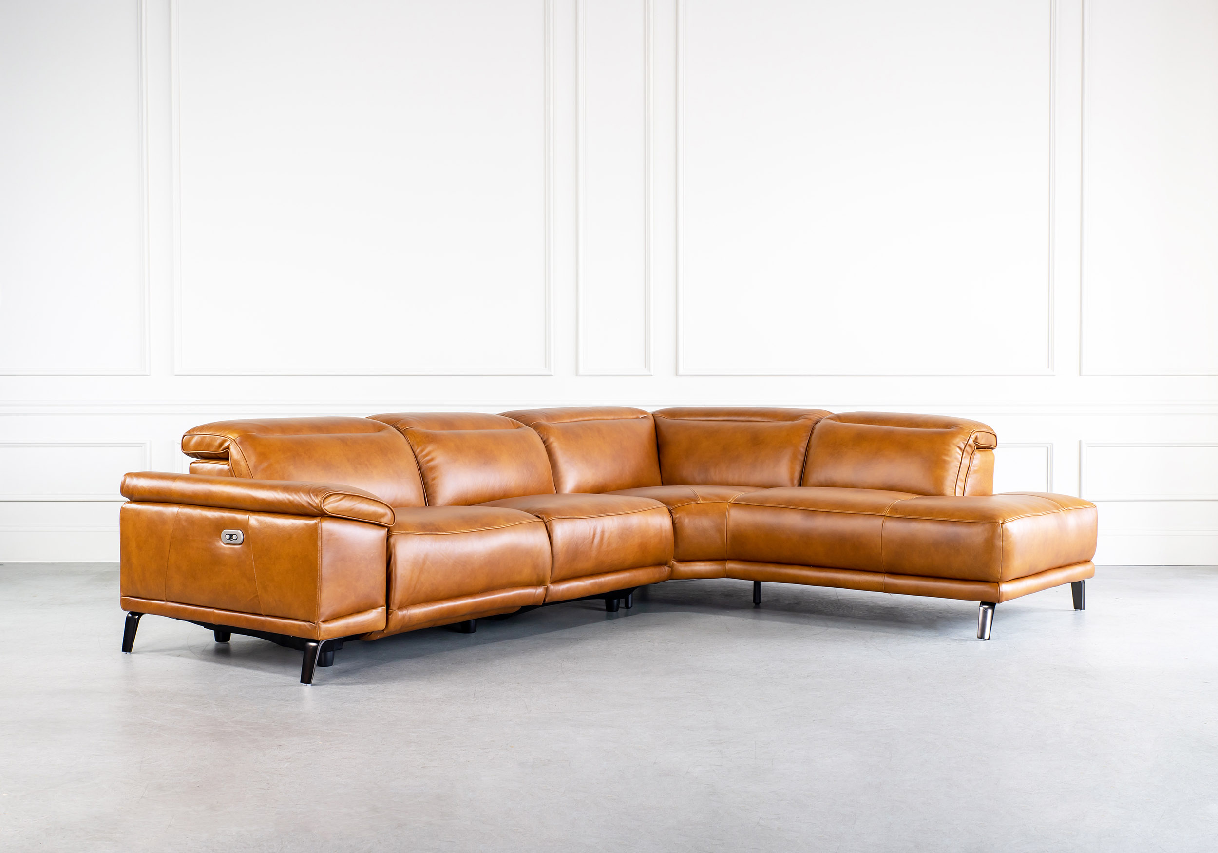 James Leather Power Reclining Sectional Sofa ScanDesigns Furniture