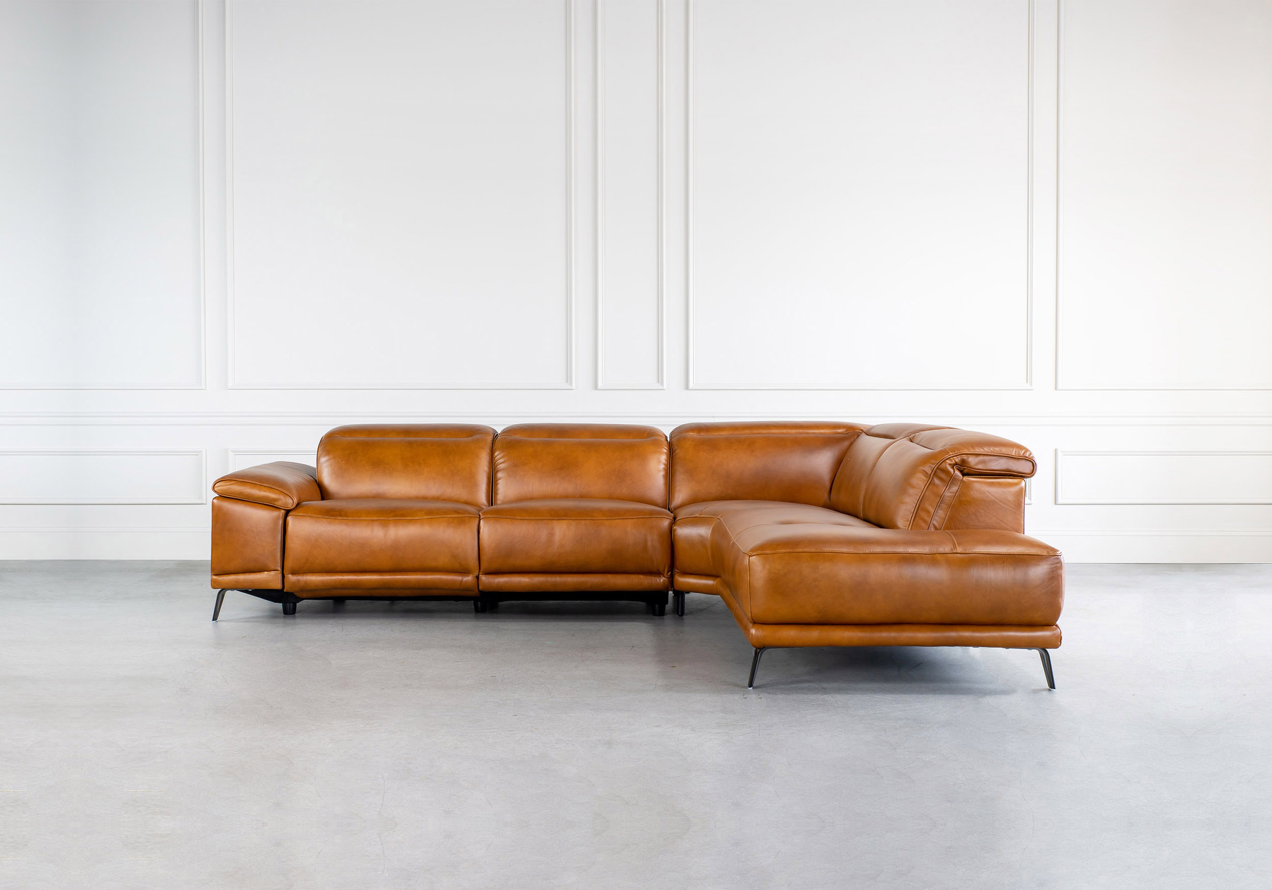 James Leather Power Reclining Sectional Sofa ScanDesigns Furniture