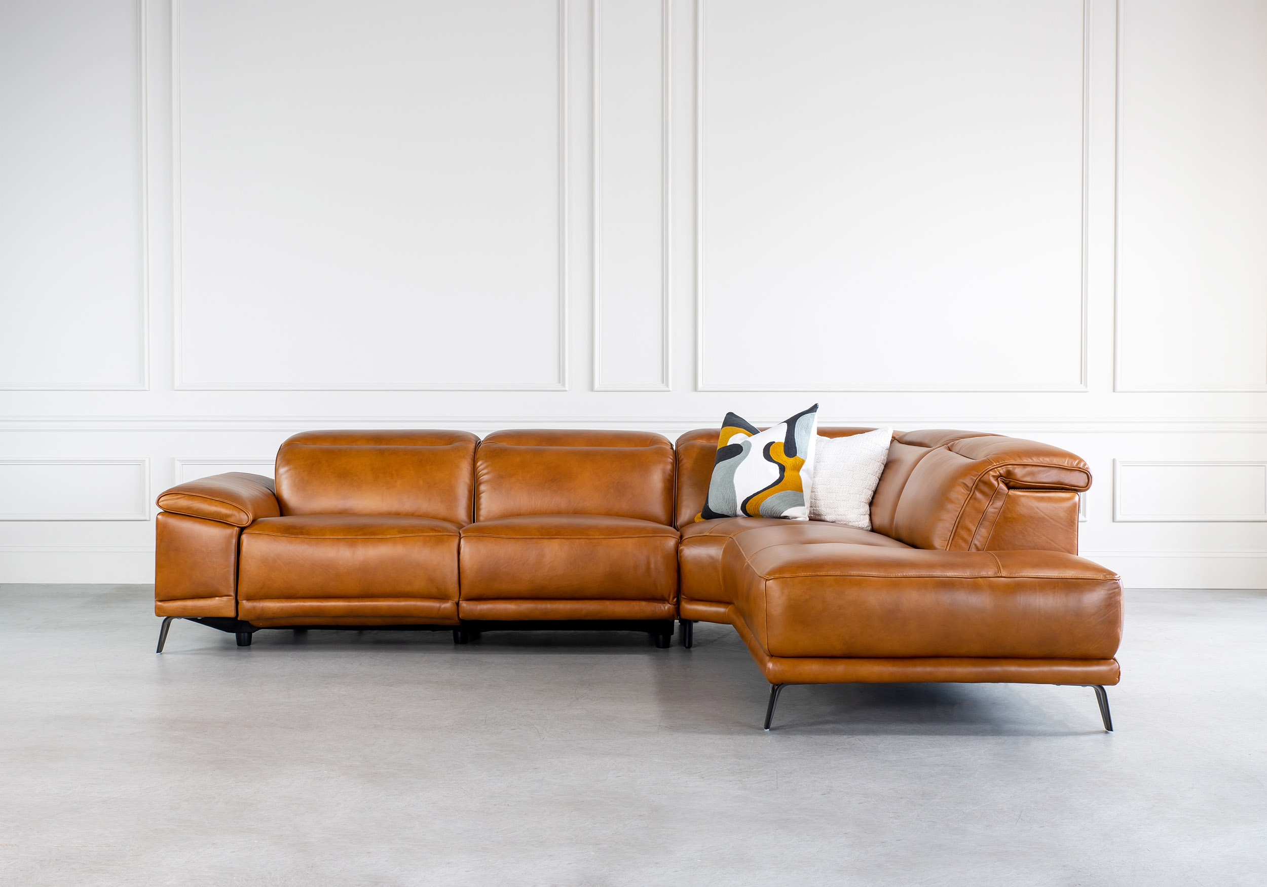 James Leather Power Reclining Sectional Sofa ScanDesigns Furniture