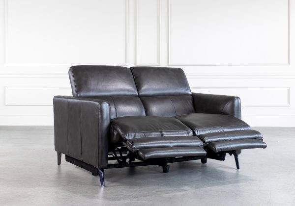 Tatum Loveseat in Charcoal, Angle, Double Recline