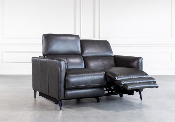 Tatum Loveseat in Charcoal, Angle, Recline