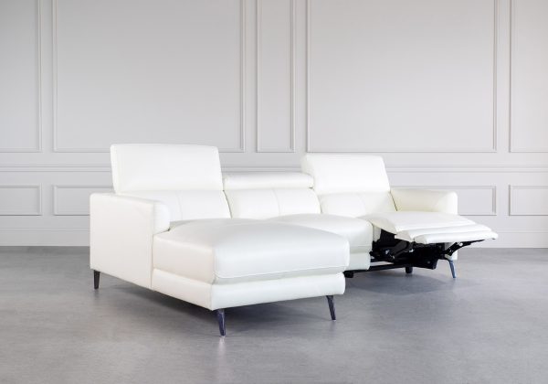 Tatum Sectional in White, Angle, Headrest Up, Recline, SL