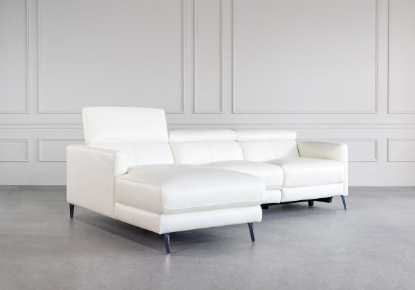 Tatum Sectional in White, Angle, Headrest Up, SL