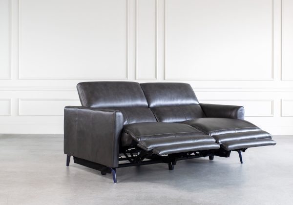 Tatum Sofa in Charcoal, Angle, Double Recline