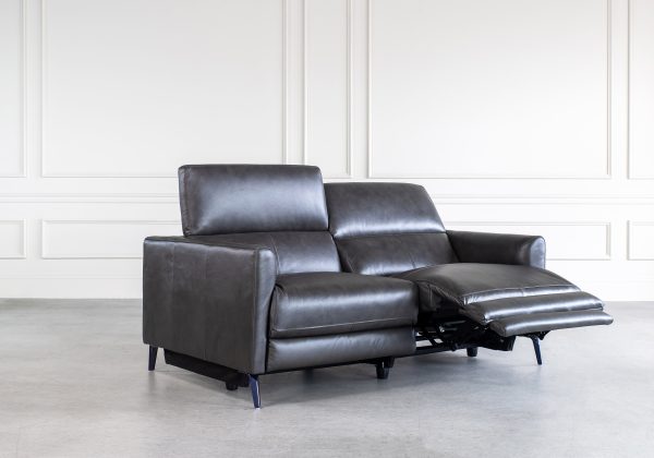 Tatum Sofa in Charcoal, Angle, Recline