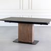 Orca Dining Table in Charcoal, Ceramic, Walnut, Angle