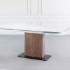 Orca Dining Table in White Ceramic, Walnut, Angle