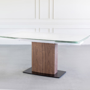 Orca Dining Table White Ceramic Walnut Angle Orca Dining Table White Ceramic Walnut Angle