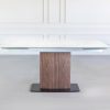 Orca Dining Table in White Ceramic, Walnut, Front