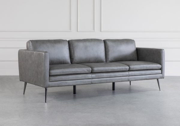 Wayne Sofa in Grey Leather, Angle
