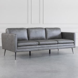 Wayne Sofa in Grey Leather, Featured