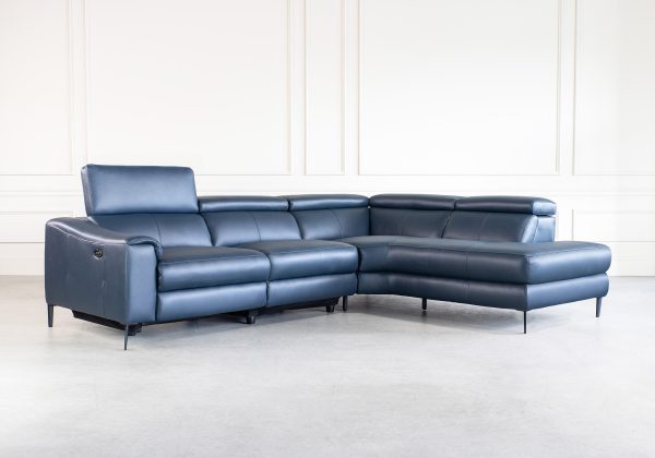 Barclay Sectional in Midnight Blue, Angle, Head Up, SR