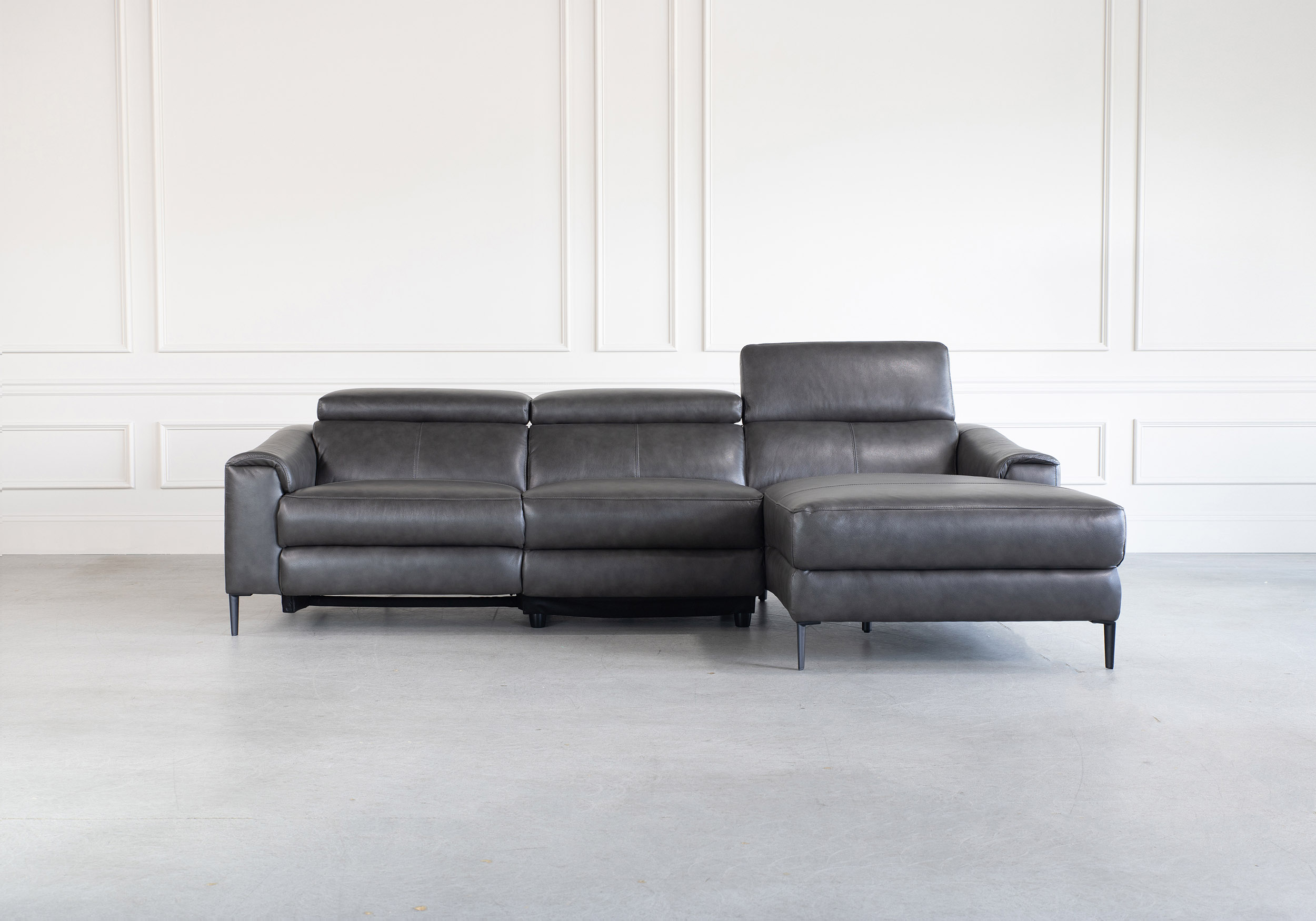 Barclay Small Sectional Charcoal Grey Front Head Up SR