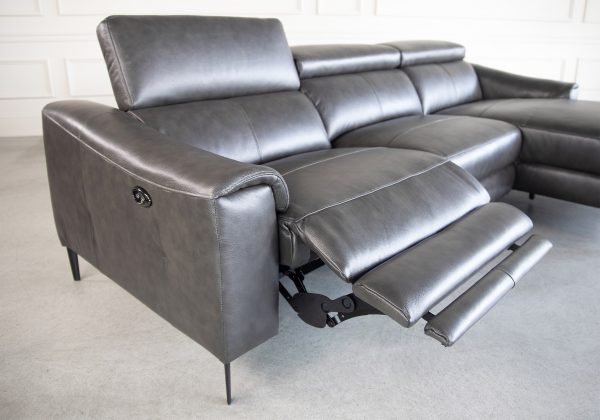 Barclay Small Sectional in Charcoal Grey, Recline Detail, SR