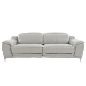 Camilla Sofa in New Club Silver Grey Leather, Front