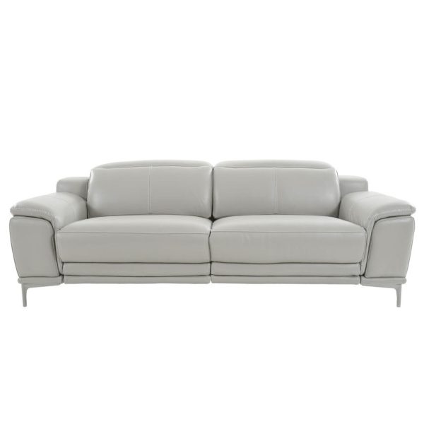 Camilla Sofa in New Club Silver Grey Leather, Front