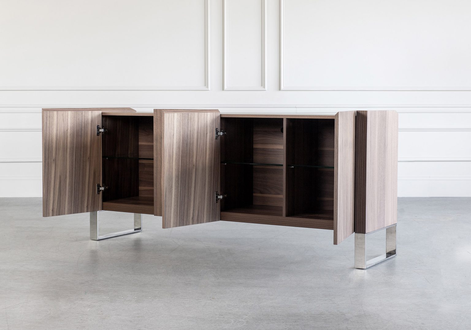 Ellen Buffet Walnut Angle Open