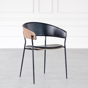 Crib Chair in Black and Walnut, Angle