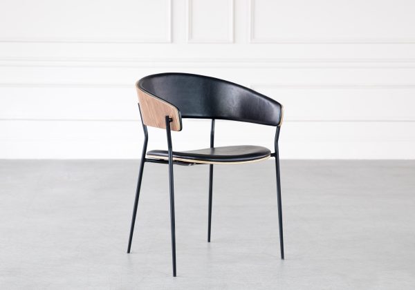 Crib Chair in Black and Walnut, Angle