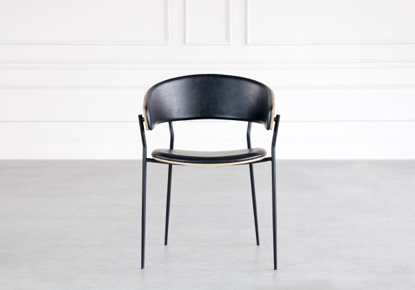 Crib Chair in Black and Walnut, Front