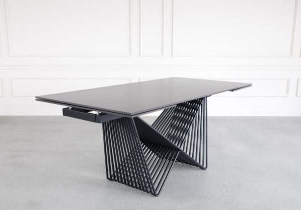 Diane Dining Table in Black Ceramic, Angle