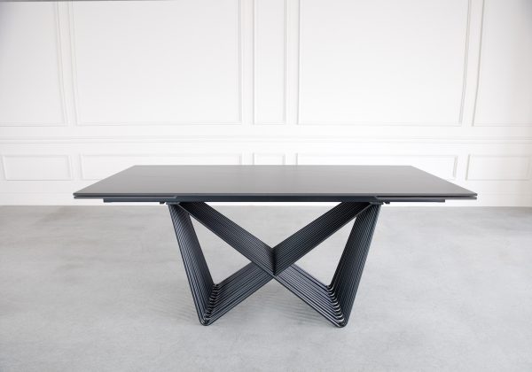 Diane Dining Table in Black Ceramic, Front