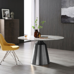 Randy Round Dining Table White Stainless Randy Round Dining Table White Stainless