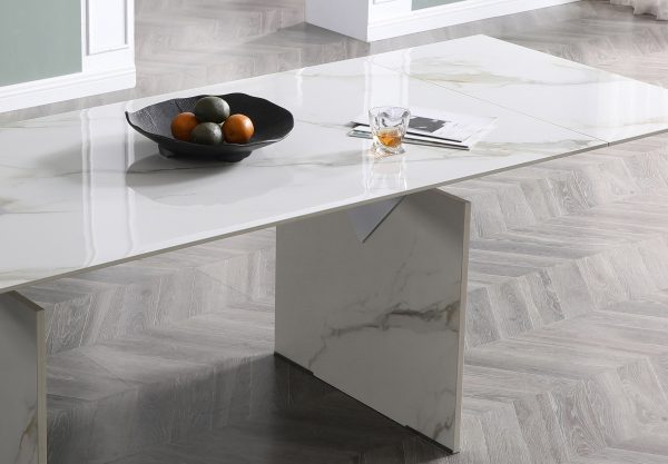 Zara Dining Table, White, Close