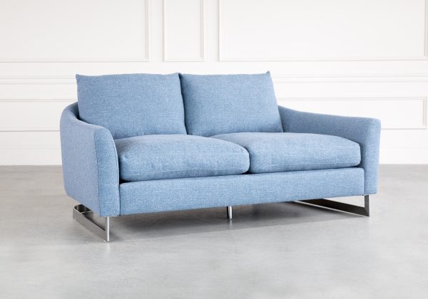 Glendale Loveseat in Blue Fabric, Angle