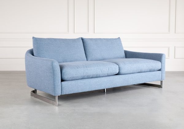 Glendale Sofa in Blue Fabric, Angle