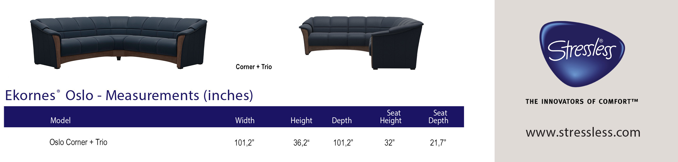 Ekornes® Oslo Sofa Dimensions