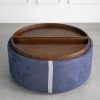 Miller Ottoman, Denim, Trays