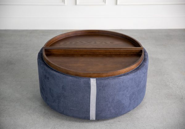 Miller Ottoman, Denim, Trays