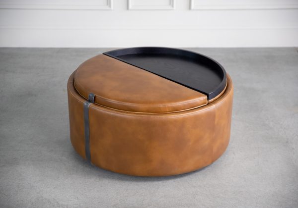 Miller Ottoman, Sand, Tray, 1