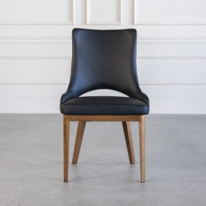 Modena Dining Chair in Black, Walnut, Front