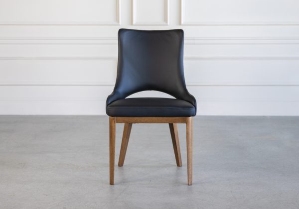 Modena Dining Chair in Black, Walnut, Front