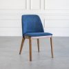 Parma Dining Chair in Navy, Walnut, Angle