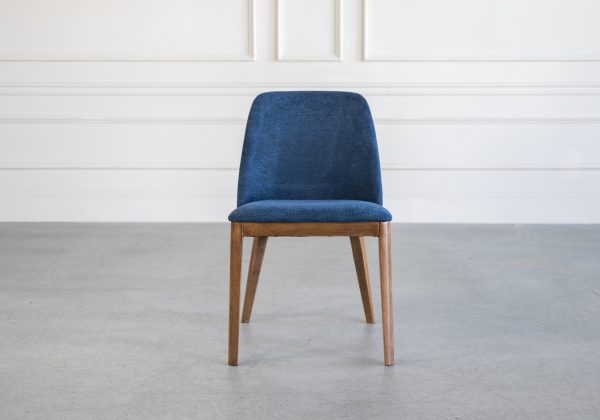 Parma Dining Chair in Navy, Walnut, Front