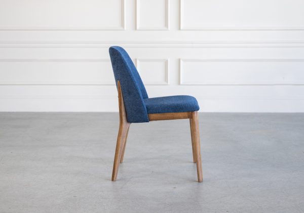 Parma Dining Chair in Navy, Walnut, Side