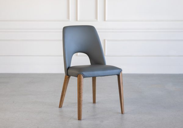 Trento Dining Chair in Iron, Walnut, Angle