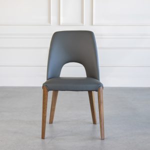 Trento Dining Chair in Iron, Walnut, Front
