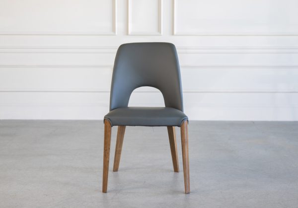 Trento Dining Chair in Iron, Walnut, Front