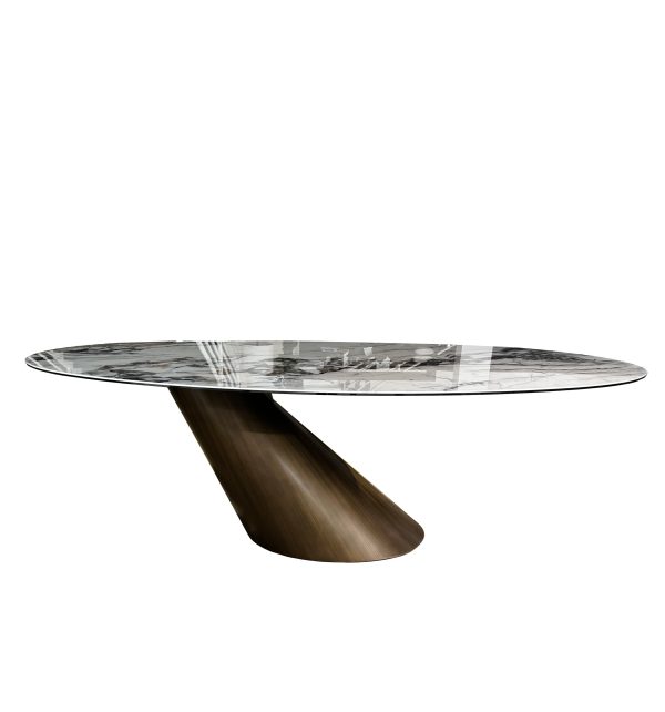 Antonio Dining Table, Bronze Base, Front