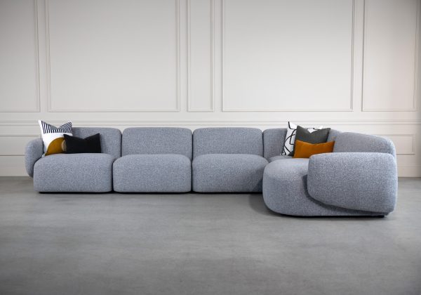 Frank Sectional in Grey, Pillows, Front