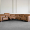 Wendy Leather Power Reclining Sectional Sofa with One Recliner Open