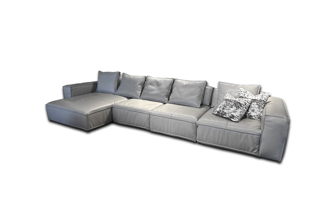 Evan Leather Power Reclining Sectional Sofa