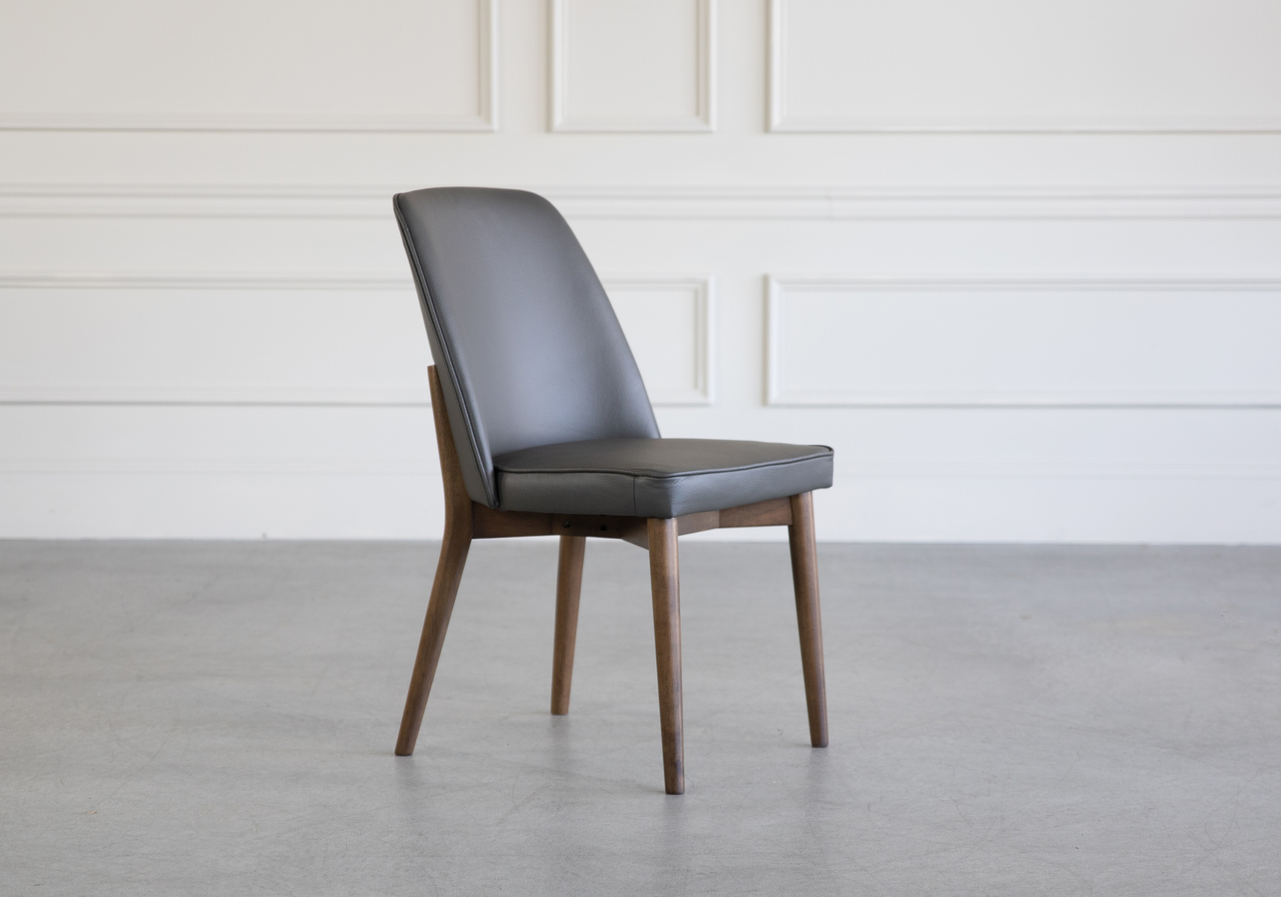 Isabel Chair Grey Leather Angle Isabel Chair Grey Leather Angle