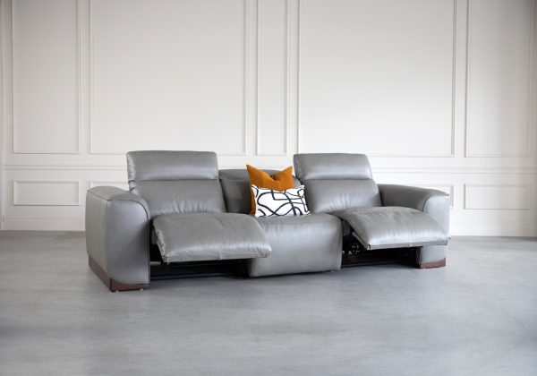 Karl Large Pwr. Sofa in LGrey U71, Angle, Two Recline